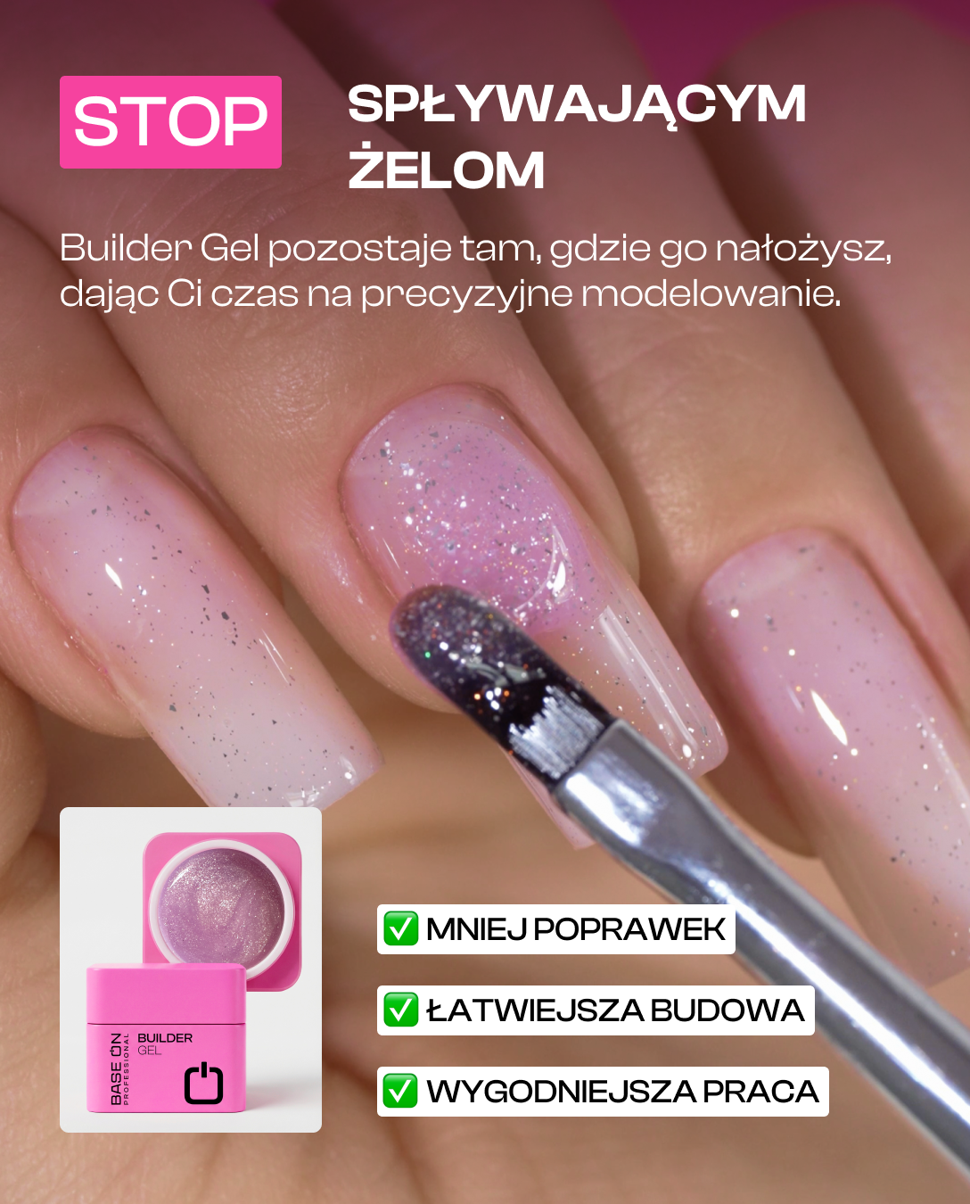 Zestaw 5 produktów BUILDER GEL – 3 × żel + baza i top